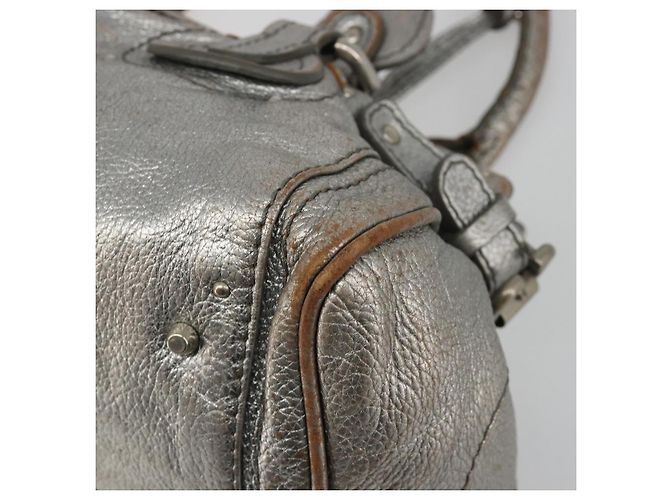 Chloé Bolsa de mão Chloe Paddington em couro prateado, autêntica, código am11924A. - vista 15