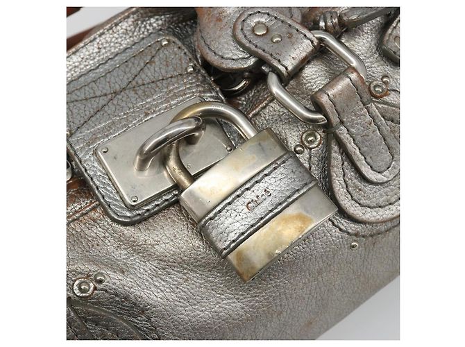 Chloé Bolsa de mão Chloe Paddington em couro prateado, autêntica, código am11924A. - vista 17