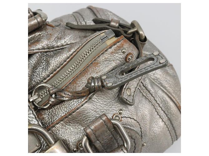 Chloé Bolsa de mão Chloe Paddington em couro prateado, autêntica, código am11924A. - vista 19