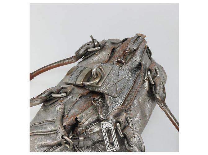 Chloé Bolsa de mão Chloe Paddington em couro prateado, autêntica, código am11924A. - vista 6