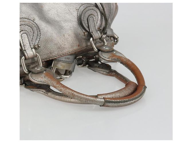 Chloé Bolsa de mão Chloe Paddington em couro prateado, autêntica, código am11924A. - vista 7