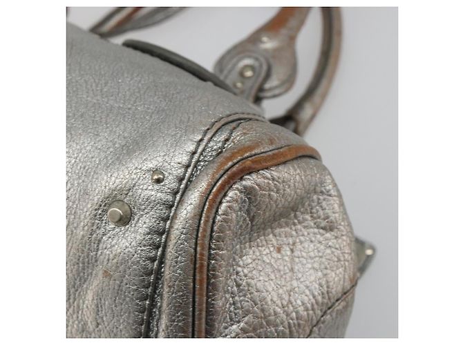 Chloé Bolsa de mão Chloe Paddington em couro prateado, autêntica, código am11924A. - vista 9
