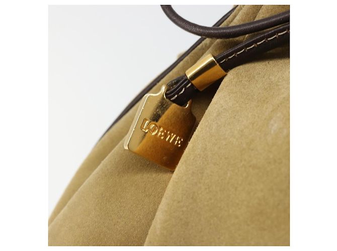 LOEWE Anagram Shoulder Bag Suede Beige Gold - vista 11
