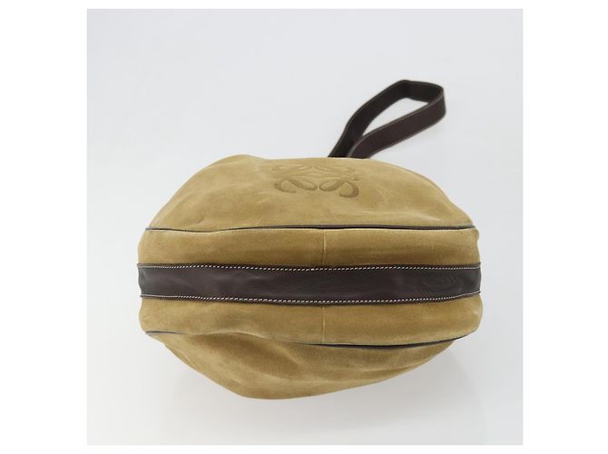 LOEWE Anagram Shoulder Bag Suede Beige Gold - vista 5