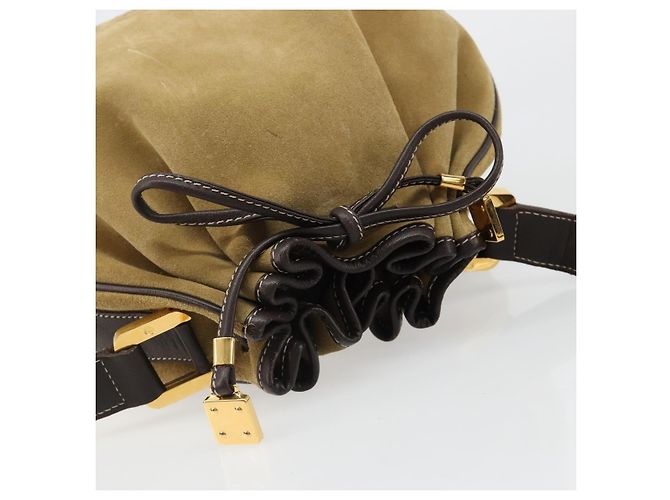 LOEWE Anagram Shoulder Bag Suede Beige Gold - vista 6