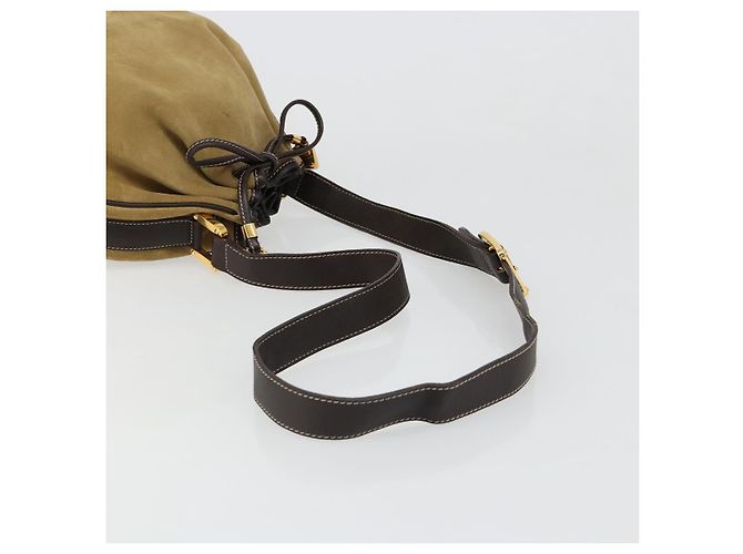 LOEWE Anagram Shoulder Bag Suede Beige Gold - vista 7