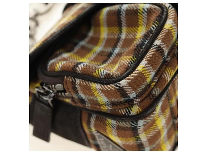 PRADA Chain Shoulder Bag Canvas Brown Silver - vista 16