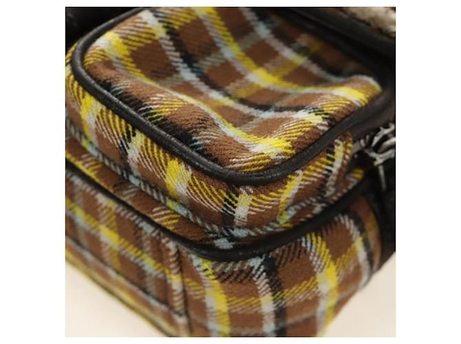 PRADA Chain Shoulder Bag Canvas Brown Silver - vista 17