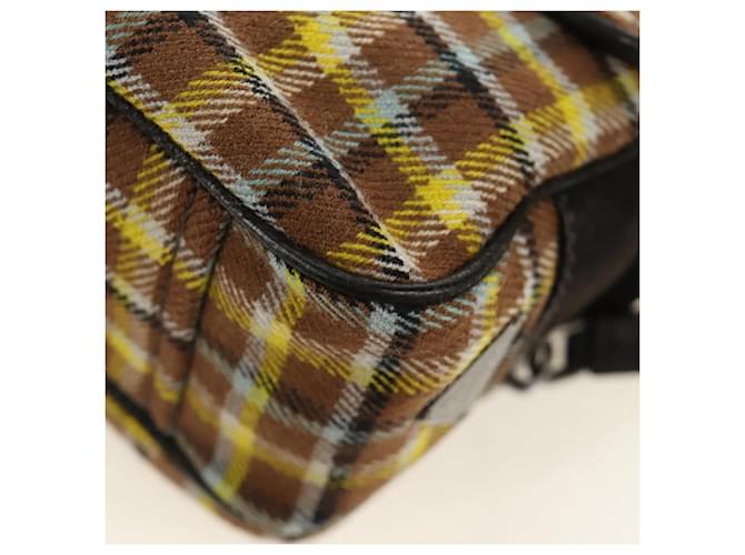 PRADA Chain Shoulder Bag Canvas Brown Silver - vista 19