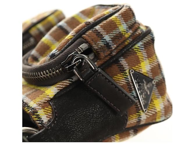 PRADA Chain Shoulder Bag Canvas Brown Silver - vista 25
