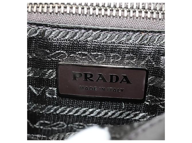 PRADA Chain Shoulder Bag Canvas Brown Silver - vista 27