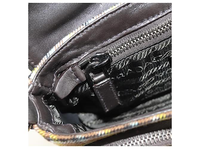 PRADA Chain Shoulder Bag Canvas Brown Silver - vista 30