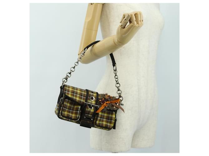 PRADA Chain Shoulder Bag Canvas Brown Silver - vista 33