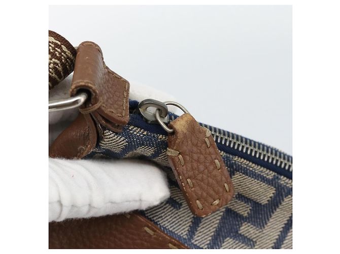 FENDI Zucca Canvas Celeria Shoulder Bag Blue Silver - vista 10