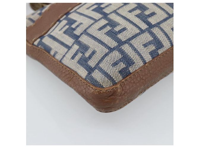 FENDI Zucca Canvas Celeria Shoulder Bag Blue Silver - vista 14