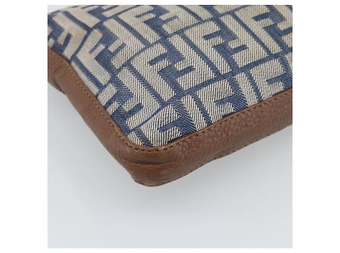 FENDI Zucca Canvas Celeria Shoulder Bag Blue Silver - vista 16