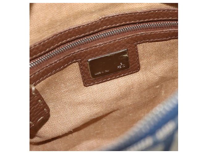FENDI Zucca Canvas Celeria Shoulder Bag Blue Silver - vista 18