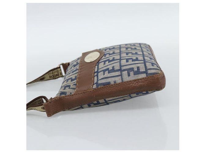 FENDI Zucca Canvas Celeria Shoulder Bag Blue Silver - vista 3