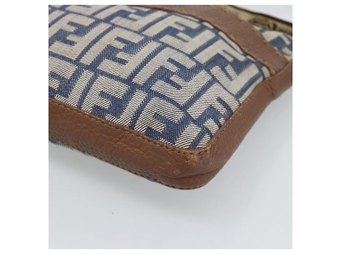 FENDI Zucca Canvas Celeria Shoulder Bag Blue Silver - vista 9