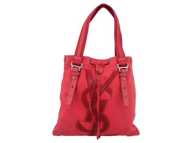 SAINT LAURENT Tote Bag Canvas Pink Silver - vista 2