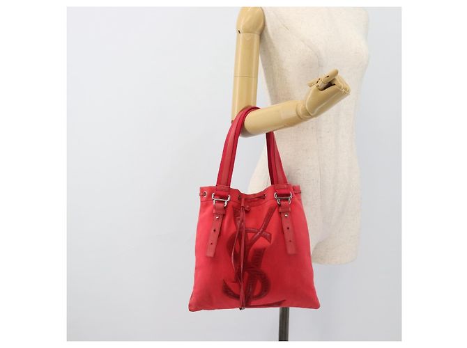SAINT LAURENT Tote Bag Canvas Pink Silver - vista 21