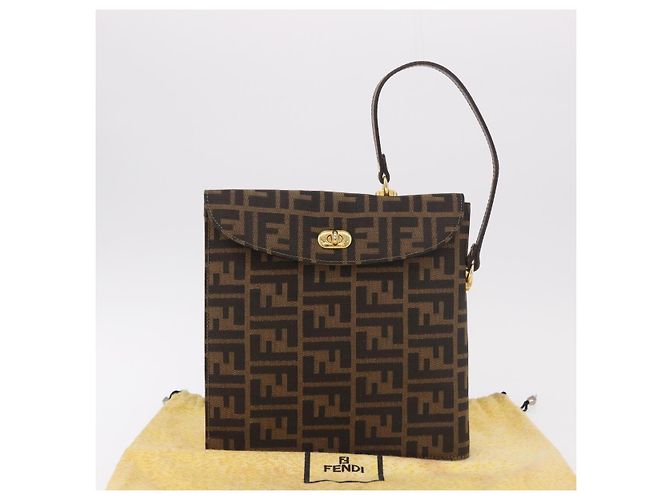 FENDI Zucca Canvas Hand Bag Black Brown - vista 12