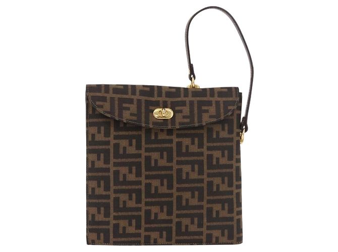 FENDI Zucca Canvas Hand Bag Black Brown - vista 13