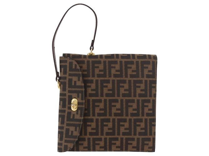 FENDI Zucca Canvas Hand Bag Black Brown - vista 2
