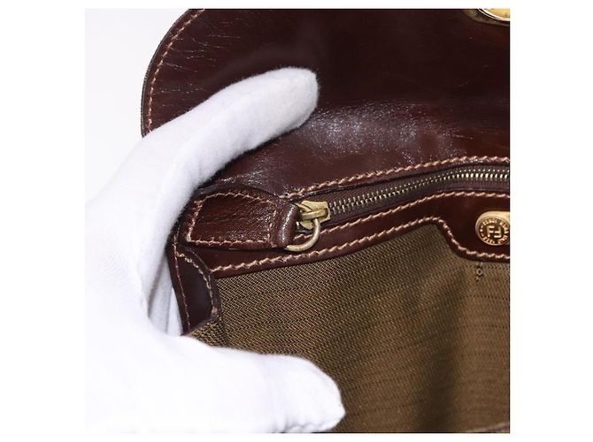 FENDI Zucca Canvas Hand Bag Black Brown - vista 26