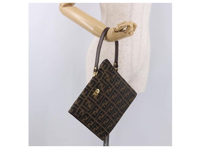 FENDI Zucca Canvas Hand Bag Black Brown - vista 28
