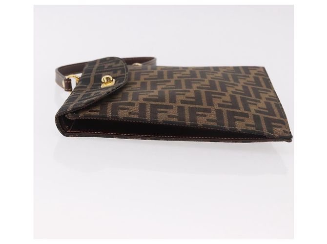 FENDI Zucca Canvas Hand Bag Black Brown - vista 4