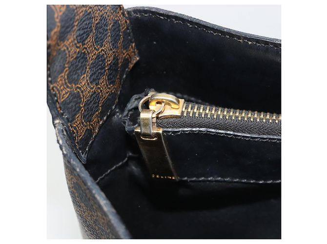 Céline CELINE Macadam Canvas Shoulder Bag PVC Leather Black Gold - vista 19