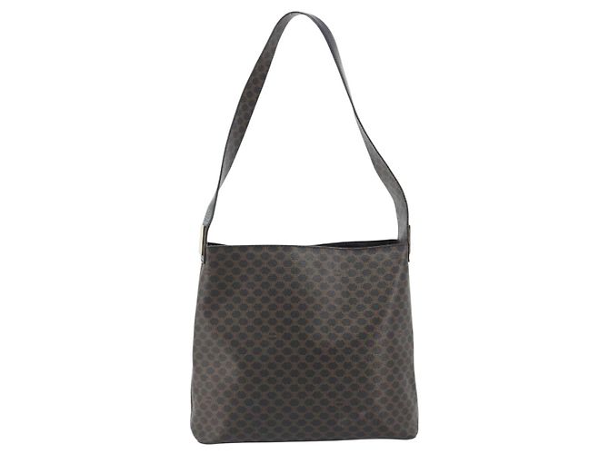 Céline CELINE Macadam Canvas Shoulder Bag PVC Leather Black Gold - vista 2