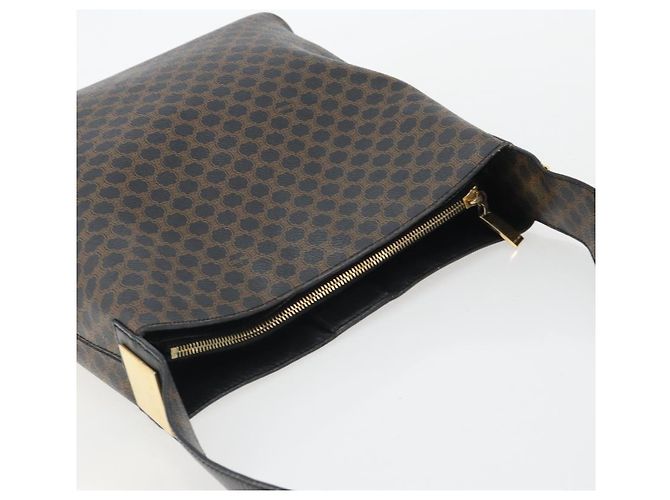Céline CELINE Macadam Canvas Shoulder Bag PVC Leather Black Gold - vista 7
