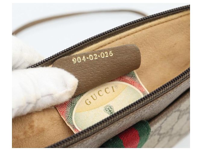 GUCCI GG Supreme Web Sherry Line Bag PVC Beige Gold 904 02 026 - view 19