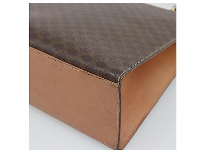 Céline CELINE Macadam Canvas Hand Bag PVC Leather Brown Gold - vista 12