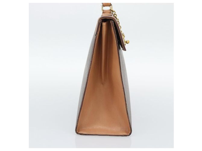 Céline CELINE Macadam Canvas Hand Bag PVC Leather Brown Gold - vista 4