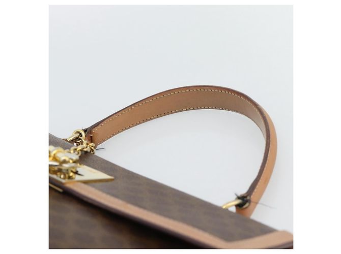 Céline CELINE Macadam Canvas Hand Bag PVC Leather Brown Gold - vista 8