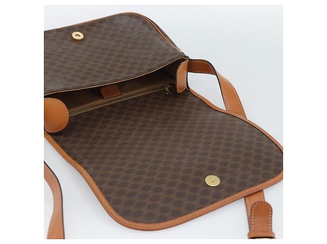 Céline CELINE Macadam Canvas Shoulder Bag PVC Leather Brown Gold - vista 14