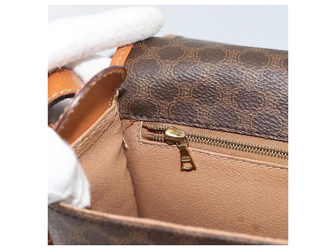 Céline CELINE Macadam Canvas Shoulder Bag PVC Leather Brown Gold - vista 19