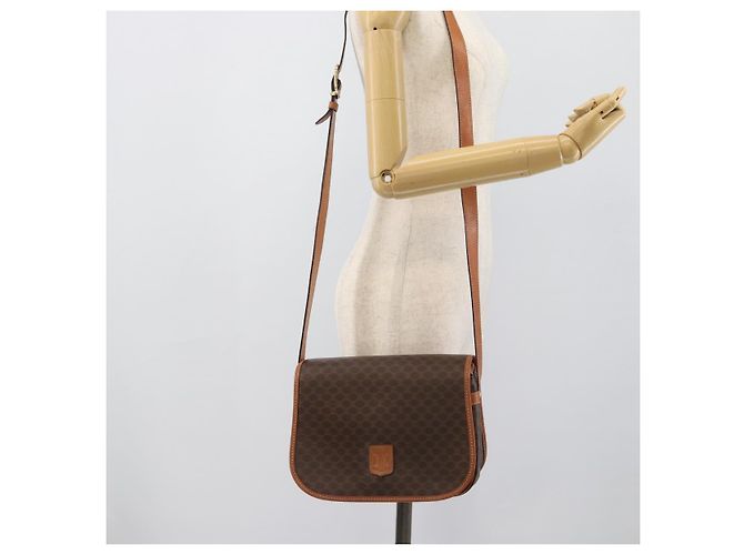 Céline CELINE Macadam Canvas Shoulder Bag PVC Leather Brown Gold - vista 23