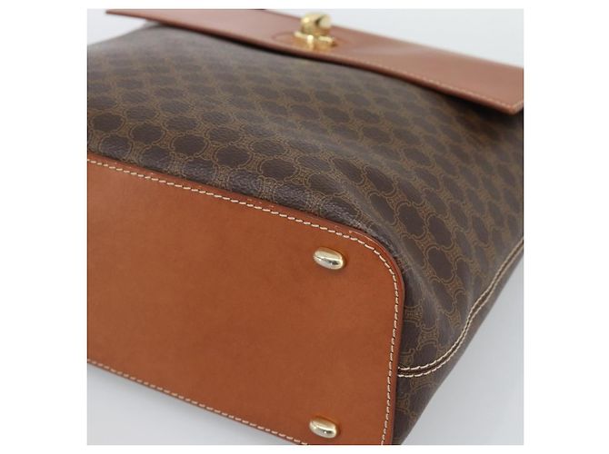 Céline CELINE Macadam Canvas Shoulder Bag PVC Leather Brown Gold - vista 10
