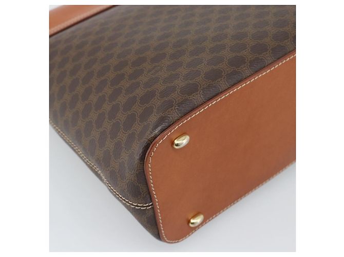 Céline CELINE Macadam Canvas Shoulder Bag PVC Leather Brown Gold - vista 13