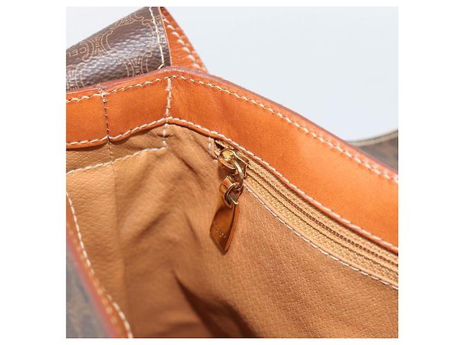 Céline CELINE Macadam Canvas Shoulder Bag PVC Leather Brown Gold - vista 18