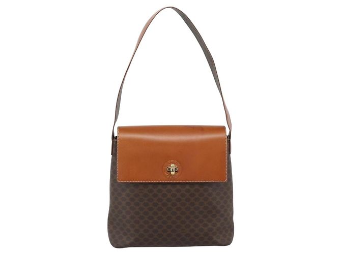 Céline CELINE Macadam Canvas Shoulder Bag PVC Leather Brown Gold - vista 2