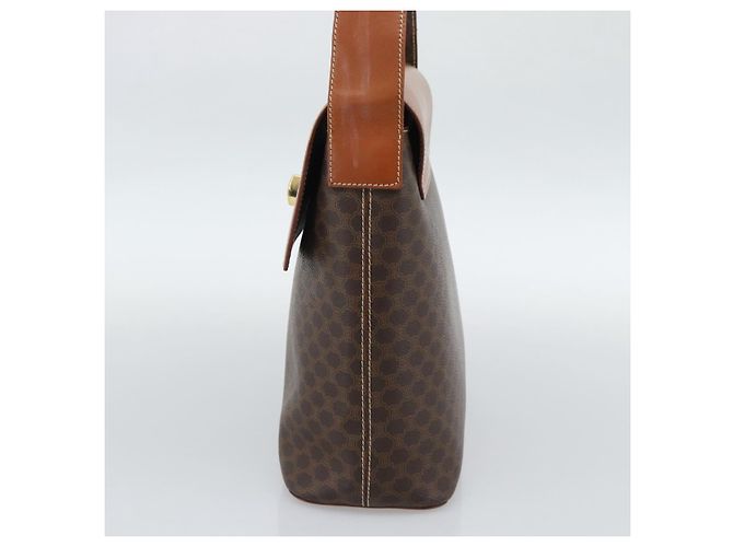 Céline CELINE Macadam Canvas Shoulder Bag PVC Leather Brown Gold - vista 5