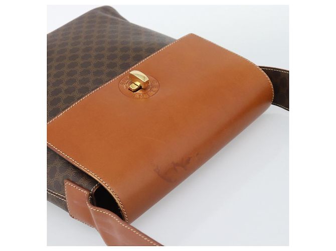 Céline CELINE Macadam Canvas Shoulder Bag PVC Leather Brown Gold - vista 6