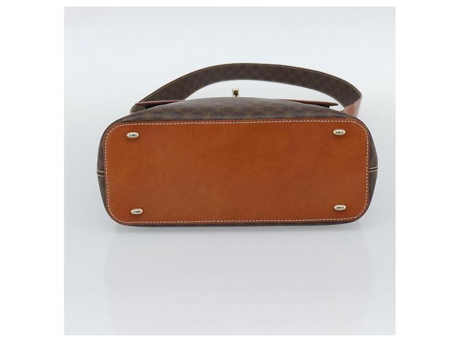 Céline CELINE Macadam Canvas Shoulder Bag PVC Leather Brown Gold - vista 9