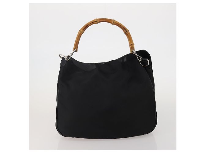 GUCCI Bamboo Shoulder Bag Nylon 2 Set Black - vista 2