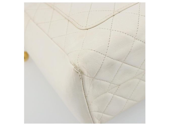 CHANEL Matelasse Hand Bag Canvas White Gold CC - vista 14